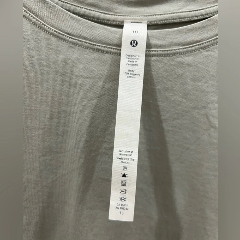 Lululemon Cotton Tee Size 10 Jade Grey - Picture 4 of 4